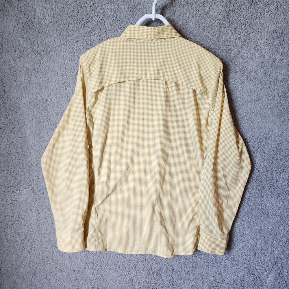 AriatTek Lightweight Long Roll Tab Sleeves Button Up Shirt Yellow Gingham Size L - Picture 12 of 13